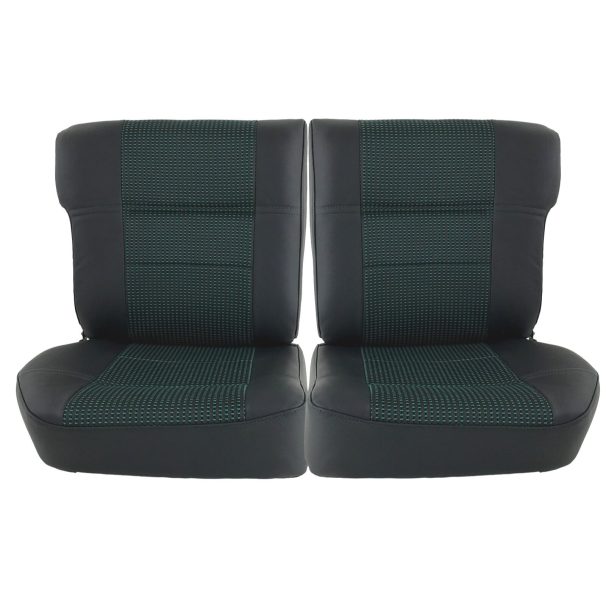Sitzbezüge aus Schwarz Leder und Stoff Quartett grün Rücksitze für