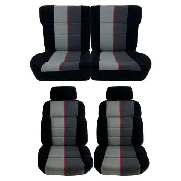 Vollsitze Sitzbezüge aus Schwarz Stoff und Ramie-Stoff für Peugeot 205 GTI  Sitze. - Top Sellerie - Top Sellerie Auto