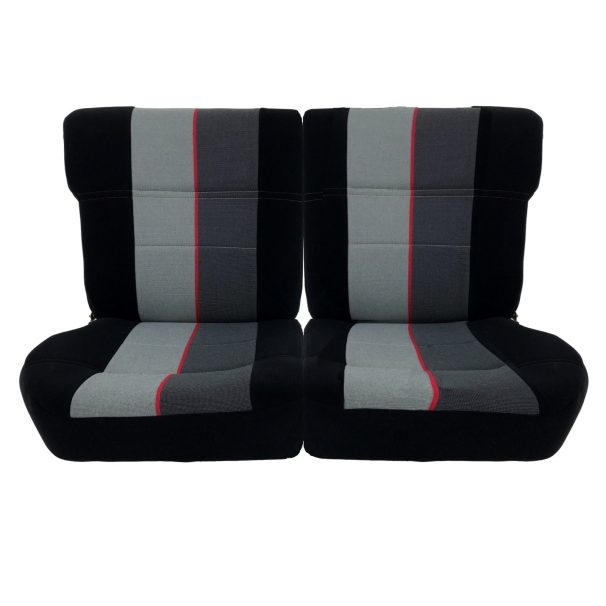 Sitzbezüge aus Schwarz Leder und Ramier Stoff für Peugeot 205 GTI